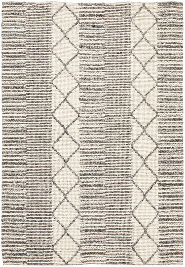 Vivika Scandi White & Grey Patterned Flatweave Felted Wool Rug